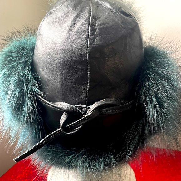 Real fur leather trapper hat NWT - Picture 6 of 7